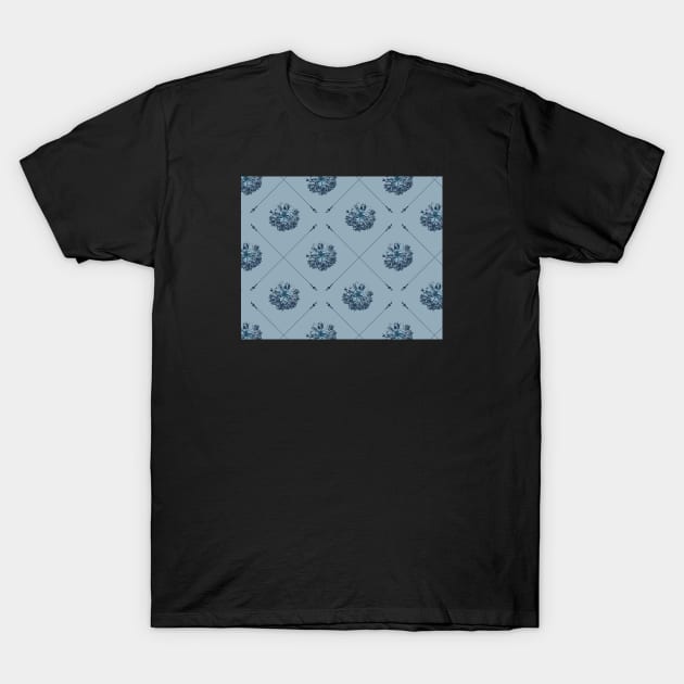 Blue Ice Flower Patterns T-Shirt by Cottonbutton